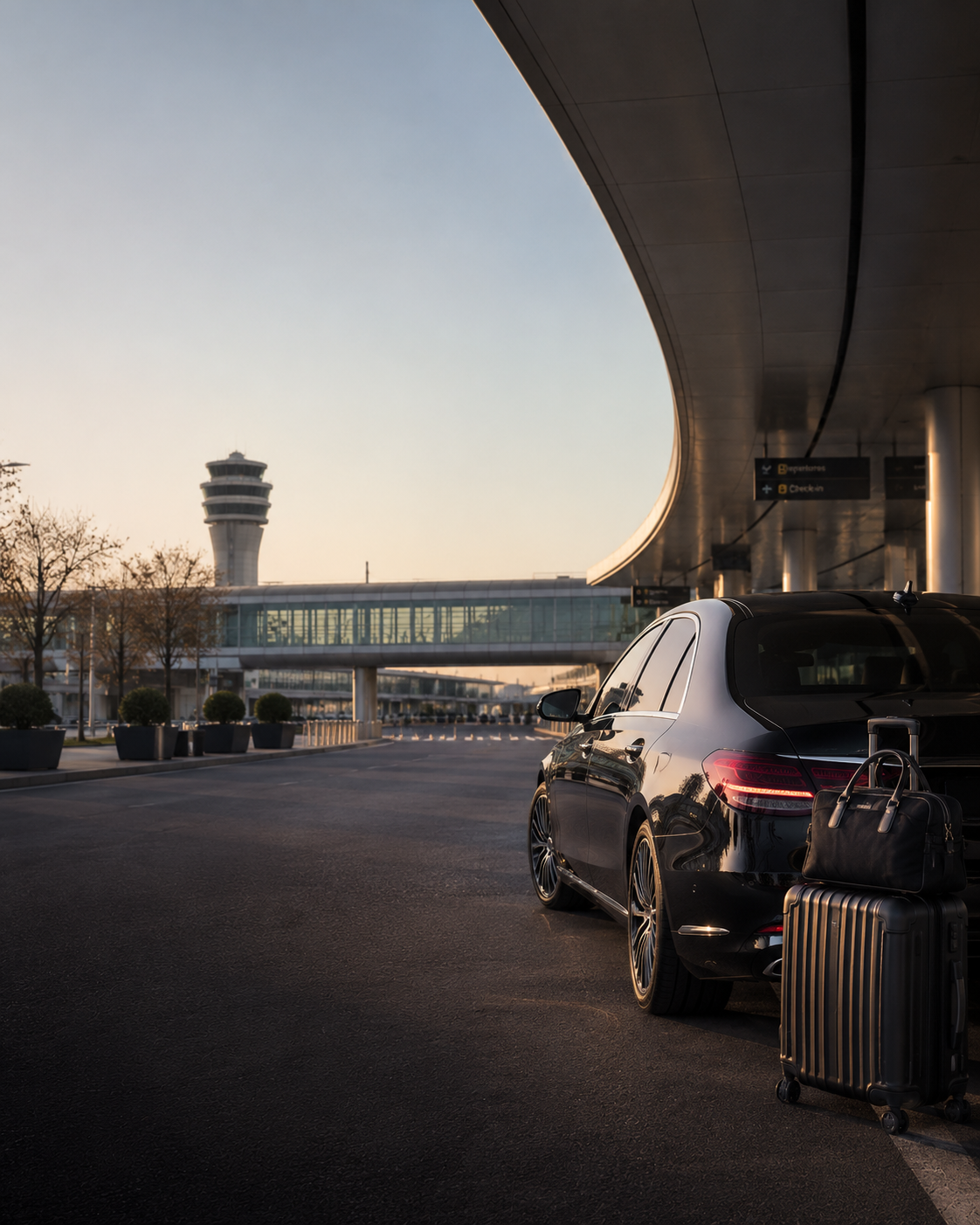 Premium airport taxi transfer scene