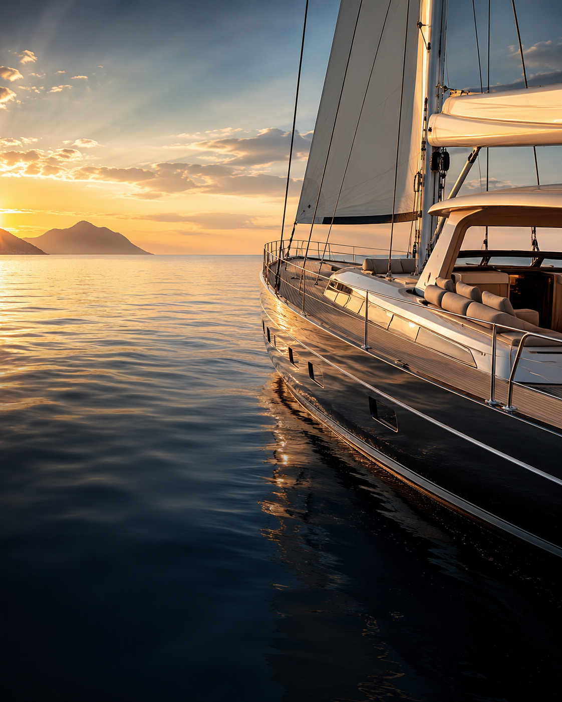 Premium yacht charter scene on open water