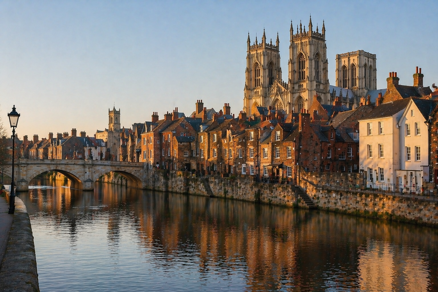 York Minster and the medieval city wall at sunset