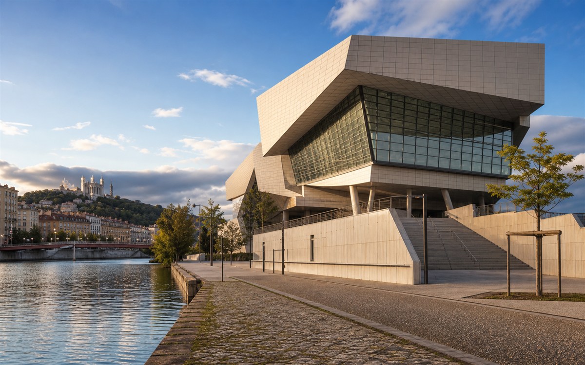 Lyon riverfront museum and cultural building image for ticket planning