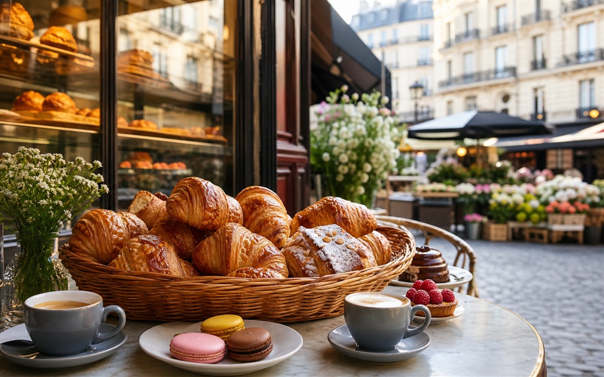 Paris bakery and cafe market image for food tour planning