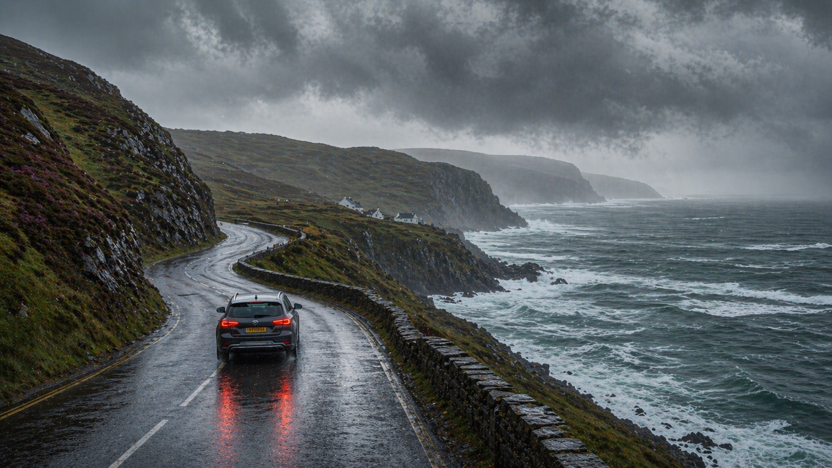 Wet-weather coastal drive suited to a scenic loop with overnight flexibility