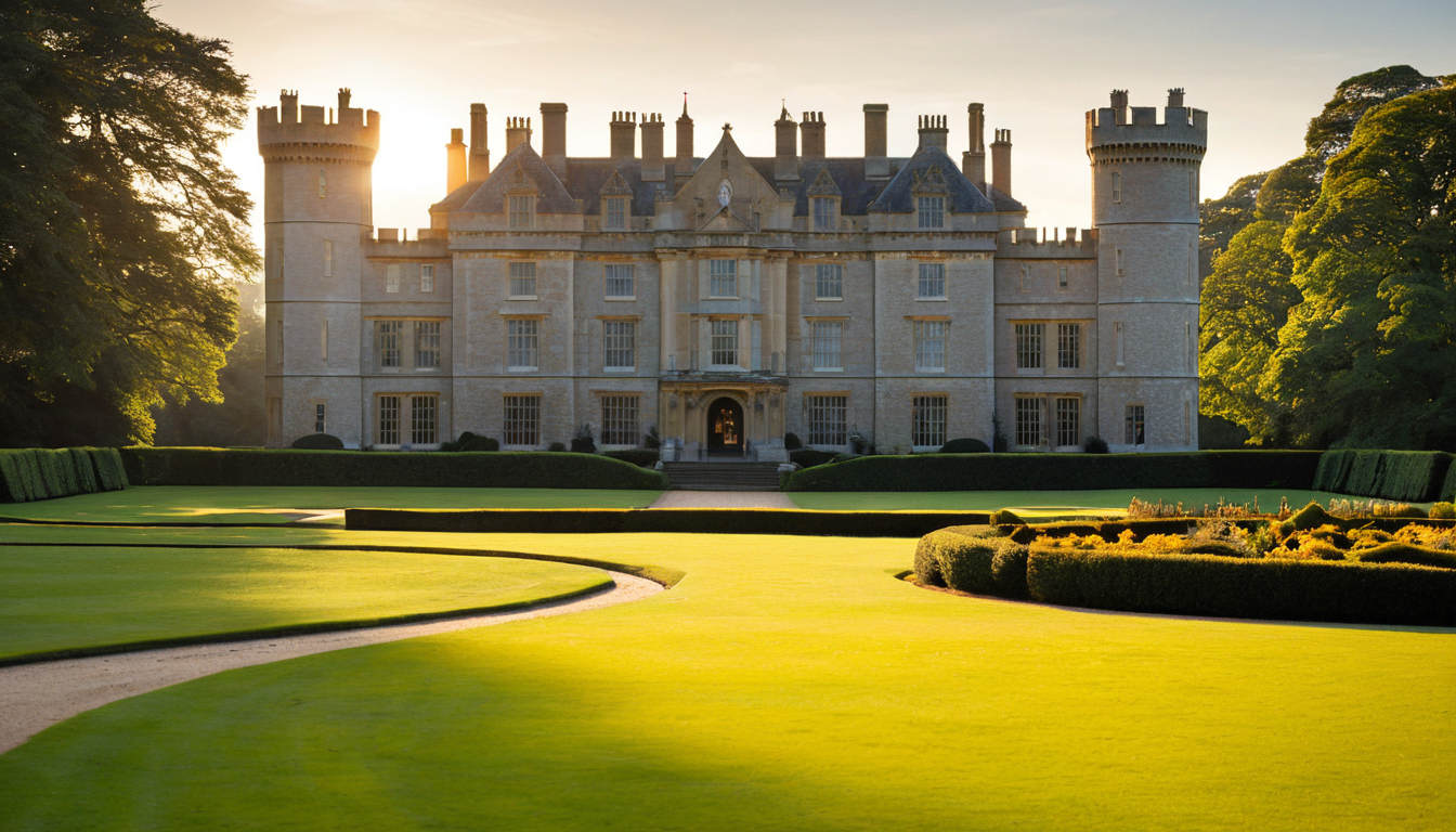 UK heritage-ticket background for stately homes, castles, and landmark days out
