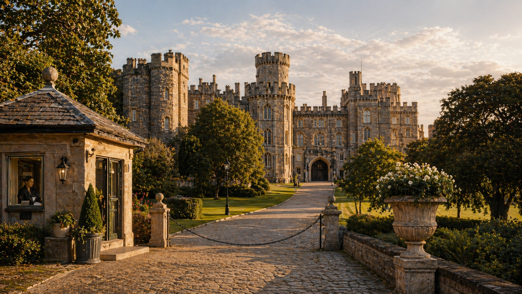 UK heritage-ticket background for castles, landmark entry, and family-friendly timed visits